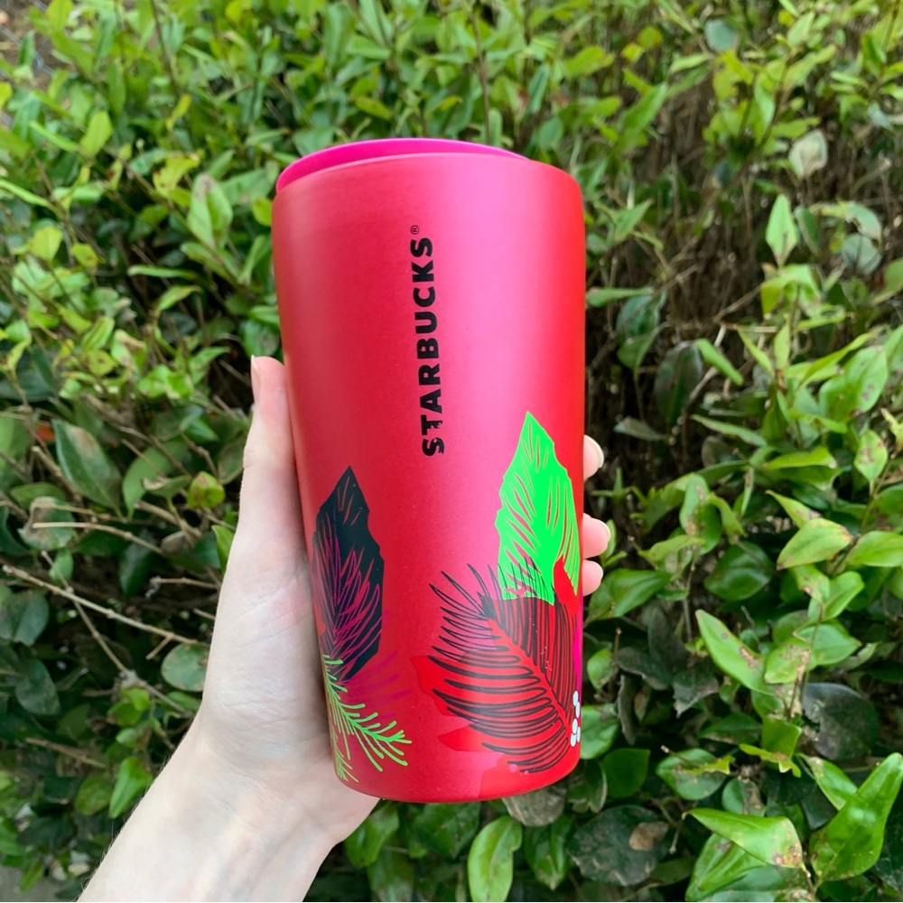 2021 Red and Pink Poinsettia Starbucks Ceramic Holiday Edition ToGo Cup 12fl. oz